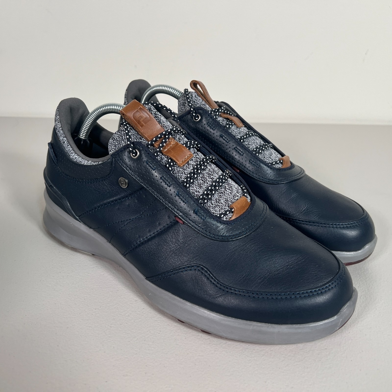 Footjoy Stratos Golf Shoes Mens 10 M Spikeless Navy Blue Gray Leather Sneakers